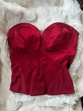 Bebe Satin Red Sweetheart Corset Top